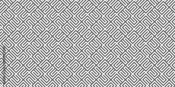 Fototapeta Geometric diagonal grey stripe line labyrinth seamless pattern modern background