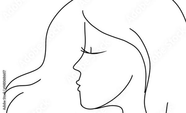 Obraz silhouette of a girl face drawing blowing a kiss