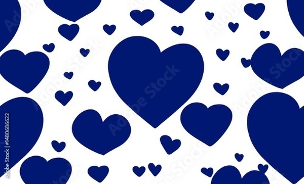 Obraz Blue hearts pattern, on white background, love relationship