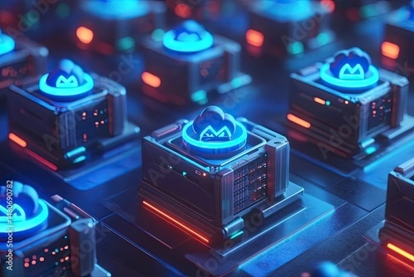 Fototapeta Futuristic server network