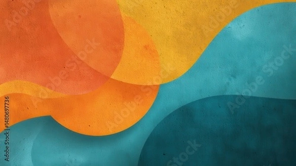 Obraz A 4K photo of teal and Orange Modern Backdrop with Copy Space.