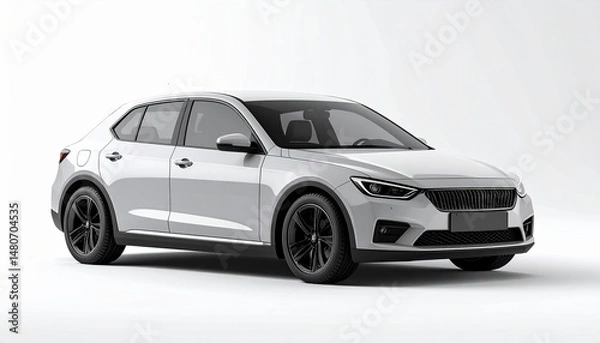 Obraz Blank Light Grey Hatchback 3/4 Front Mockup