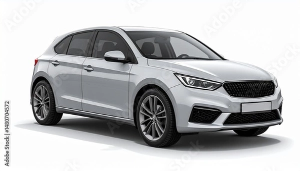 Obraz Blank Light Grey Hatchback 3/4 Front Mockup