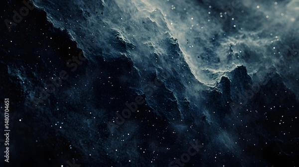 Fototapeta An extreme close-up of a starry night sky, with constellations glowing brightly against a swirling nebula