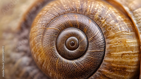 Fototapeta Detailed close up of a snails shell highlighting