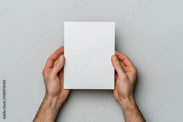 Obraz A person is holding a white piece of paper. The paper is blank and has no writing on it