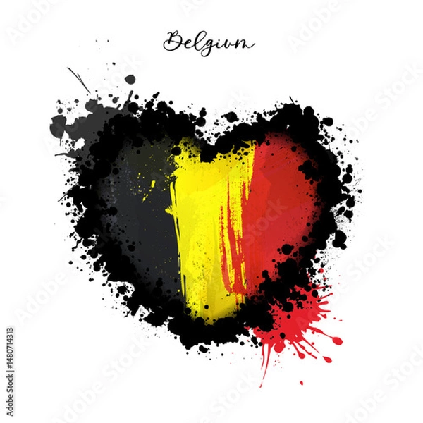 Fototapeta A heart-shaped design is formed by the colors of the Belgiun flag
