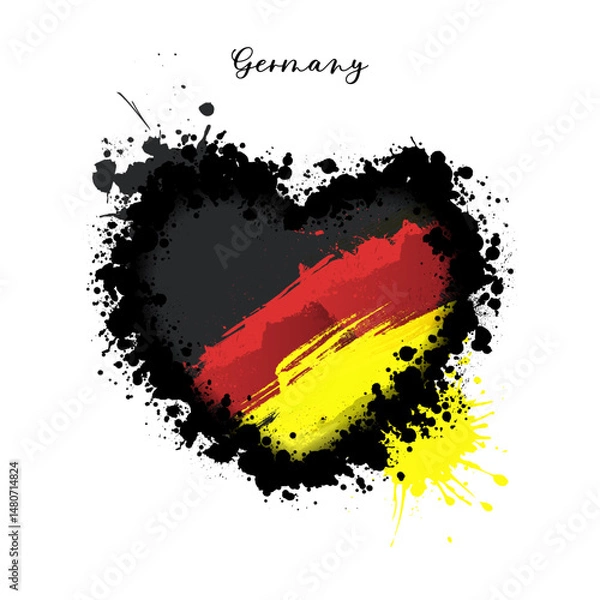 Fototapeta A heart-shaped design features the German flag colors
