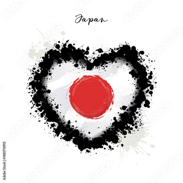 Fototapeta A heart shape filled with the colors of the japan flag