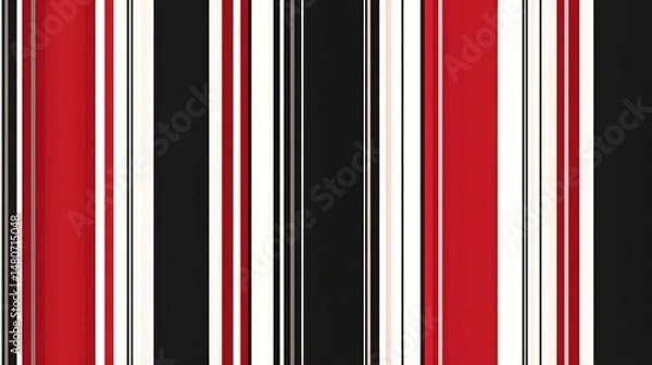 Fototapeta Vertical striped pattern in red, white, and black.