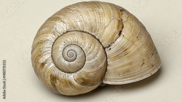 Fototapeta Focused view of center of snail shell spiral pattern emphasizing circular growth rings and surface cracks