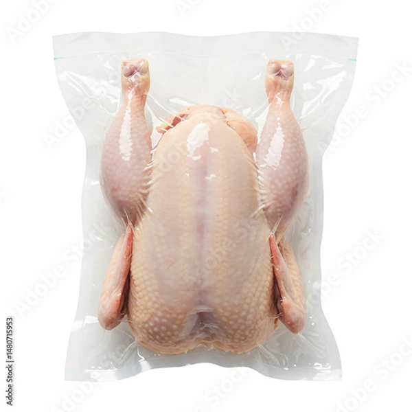 Obraz Chicken wrapped in vacuum-sealed packaging ready for distribution in a food processing facility early morning hours