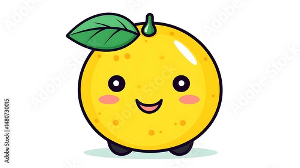 Fototapeta Silhouette Kawaii Happy Lemon Cartoon Vector Illustration for Fruit Lovers