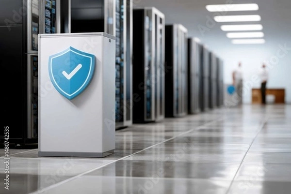 Obraz Data center security system in operation with servers in background