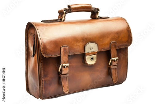 Fototapeta Leather satchel detailed view on transparent background