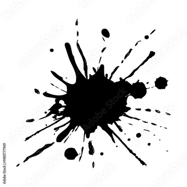 Fototapeta Black ink splash paint