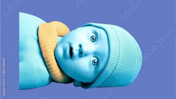 Obraz Surreal portrait of a baby with blue tones and abstract expression