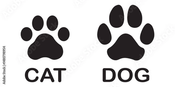 Fototapeta Paw icon set. Cat or dog paw icon silhouette vector illustration. Paw icon outline. print vector illustration.