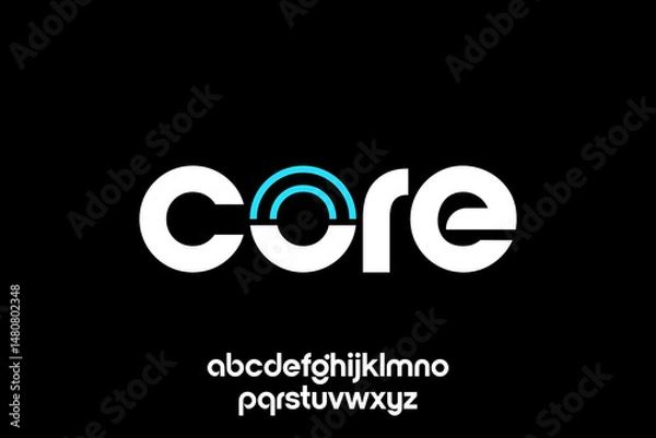 Fototapeta word of core . modern minimalist clean alphabet font. lowercase bold typography vector illustration design	