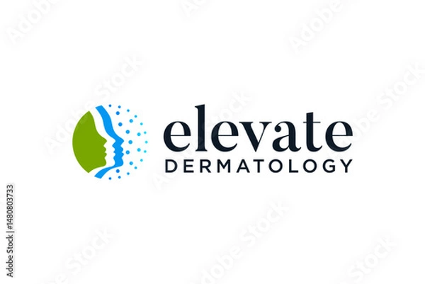 Fototapeta Beautiful woman face medical dermatology  logo. Beauty salon sign.  