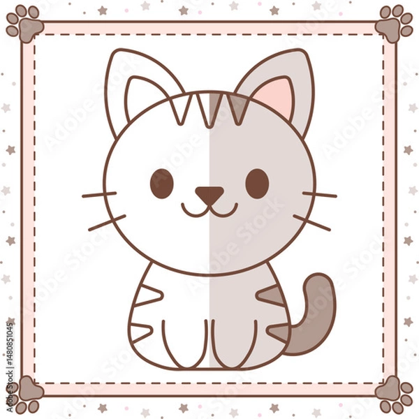Fototapeta cute cat drawing with easy trace to complete coloring