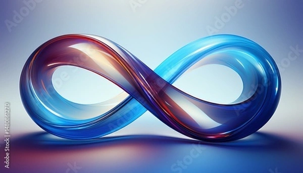 Fototapeta An image of two interlocking, intersecting infinity symbols designed in a textured, ribbon