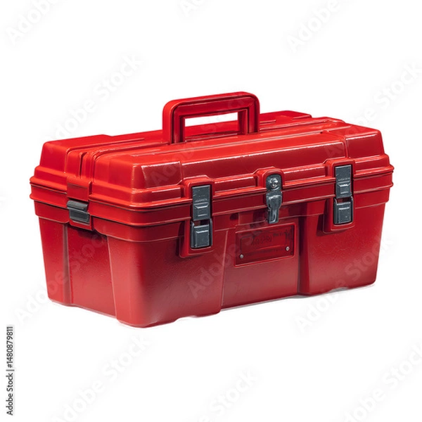 Fototapeta Durable Red Plastic Tool Box Storage Case Container