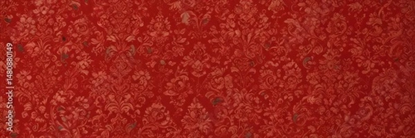 Fototapeta Luxurious red damask pattern, traditional design, decoration, repeat