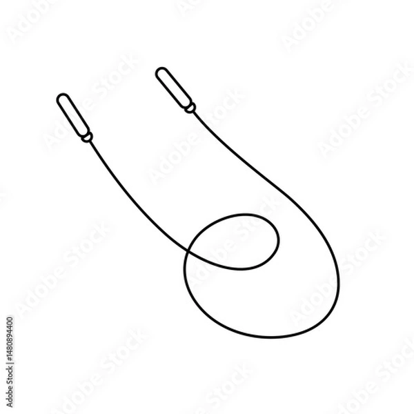 Obraz Skipping rope with curved handles and a flexible cord simple outline vector illustration, for fitness, exercise, sports-themed designs, icons, workout guides, and health-related creative projects