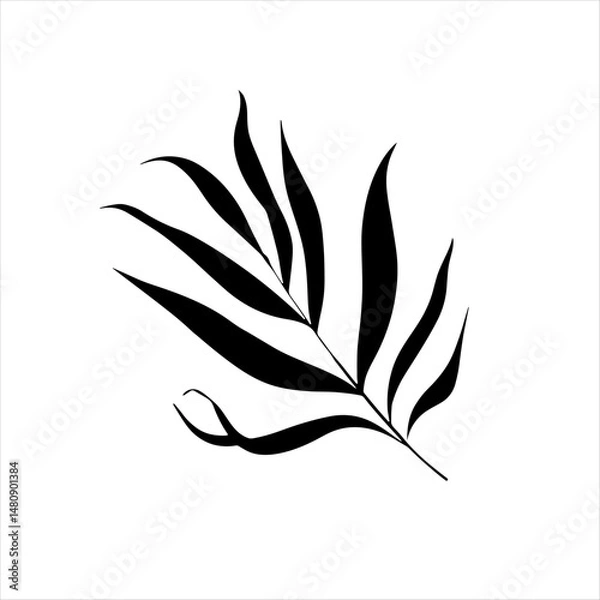 Fototapeta Clean Botanical Emblem. Crisp black leaf illustration with minimalist elegance, ideal as a nature emblem, logo element, or tattoo design.