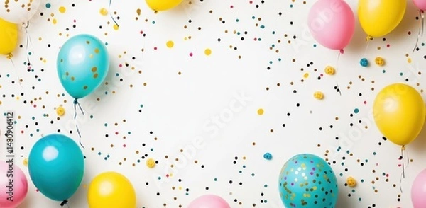 Fototapeta Colorful balloons on white background, birthday party decoration, colorful, colorful balloons On White Background Generative AI