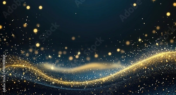Fototapeta A mesmerizing night sky filled with shimmering golden stars scattered across a dark blue backdrop. creating a magical atmosphere suitable for celebrations and events
