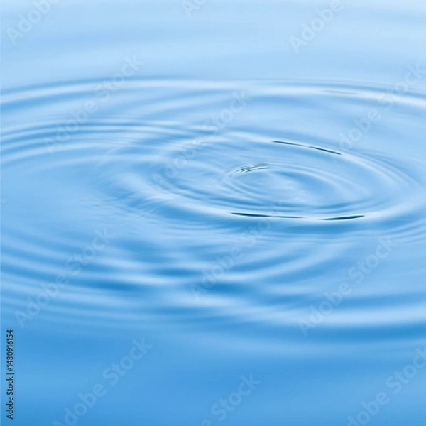 Fototapeta Serene Water Ripples Abstract Blue Liquid Surface Texture with Concentric Circles, Peaceful Nature Background