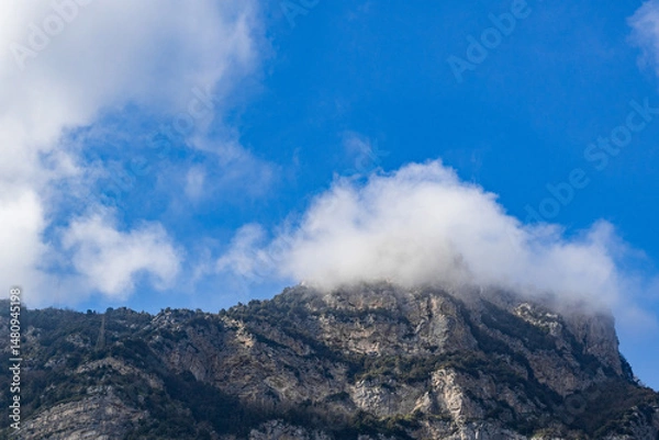 Fototapeta Beautiful view of the tops of the rocks in Positano.