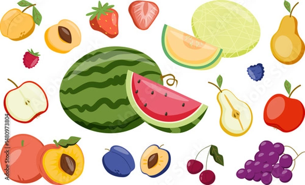 Obraz Collection of Ripe Summer Fruits and Berries.