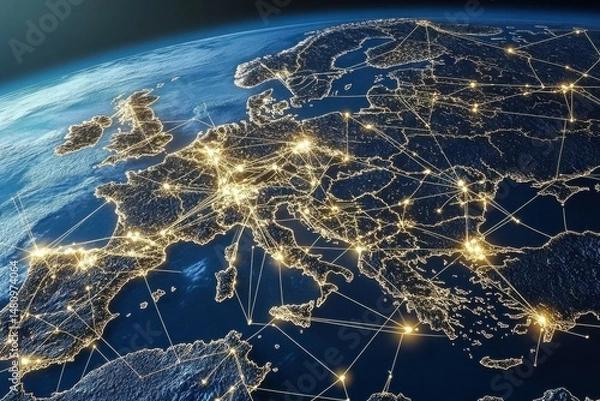 Fototapeta Europe Connected: Global Network from Space