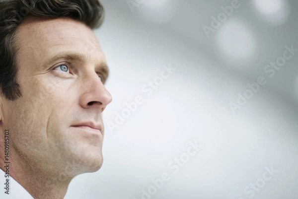 Fototapeta portrait of neuromarketing specialist in bright office positioned on left side of frame