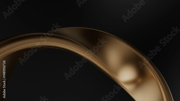 Fototapeta Abstract golden line on black background Illustration. 3d rendering illustration not AI