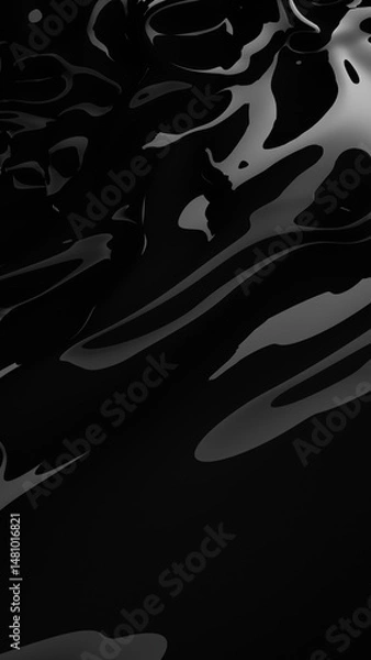 Fototapeta Abstract black vertical background. Oil, petroleum, rock oil. Silk, satin. Black tar, gum. 3d rendering illustration not AI