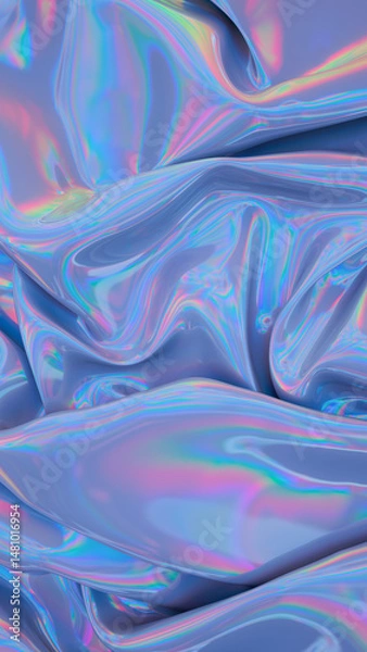 Fototapeta Abstract digital fabric. Sci-fi background. Holographic foil. 3d rendering illustration not AI