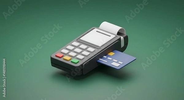 Fototapeta Processing Payment with Card Reader for Transaction