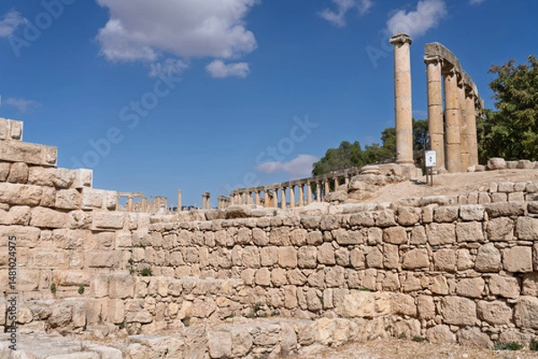 Obraz East Souk with small workshops and shops in Jerash, a Greco-Roman well preserved city in Jordan