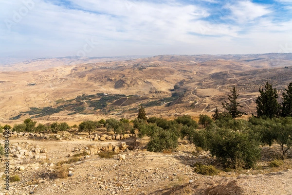 Obraz Arid landscape in Jordan seen from the summit of Mount Nebo