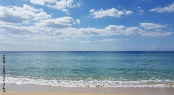Fototapeta Ocean view representing serenity and peace, with blue sky and white clouds