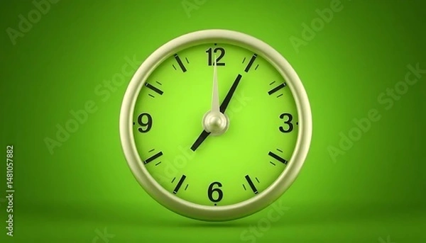 Obraz Showing Clock at Seven O'clock on Green Background
