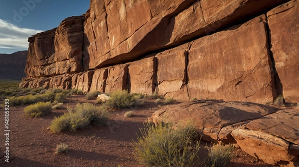 Obraz Eroded Sandstone Cliffs with Unique Geological Patterns
 in Utah