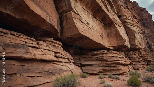 Obraz Eroded Sandstone Cliffs with Unique Geological Patterns
 in Utah