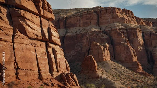 Obraz Eroded Sandstone Cliffs with Unique Geological Patterns
 in Utah