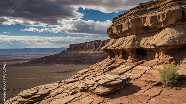 Obraz Red Sandstone Formations in Expansive American Desert Terrain