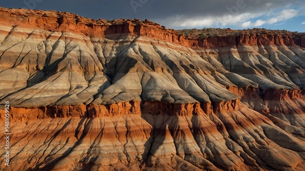 Obraz Eroded Sandstone Cliffs with Unique Geological Patterns
 in Utah